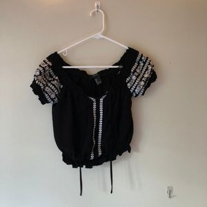 Black off the shoulder crop top